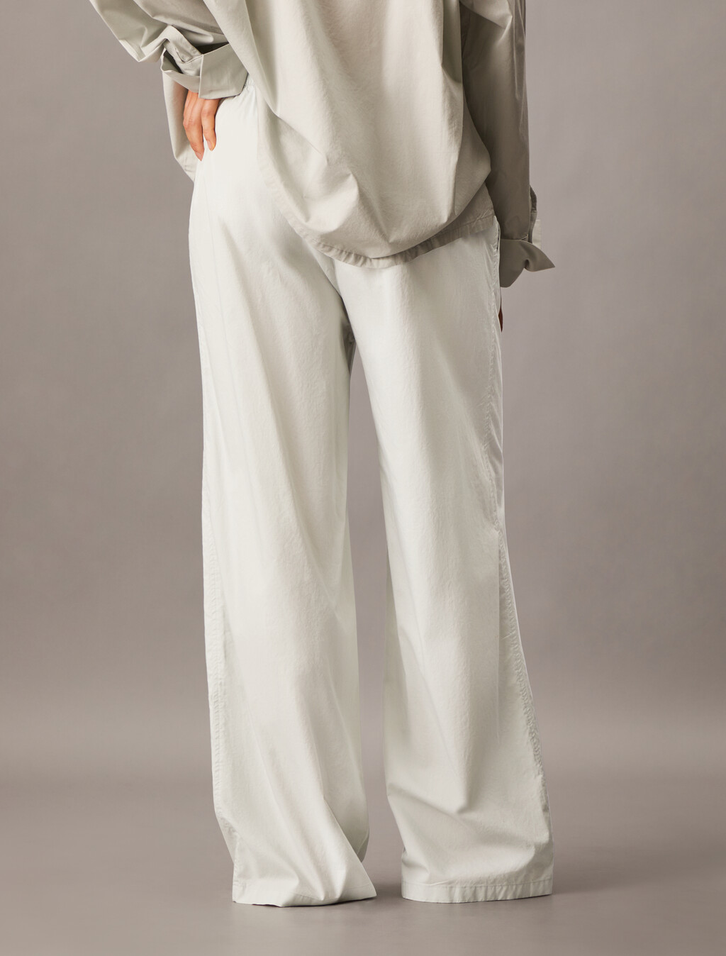 Cotton Poplin Wide Leg Pants, Jura Gray, hi-res
