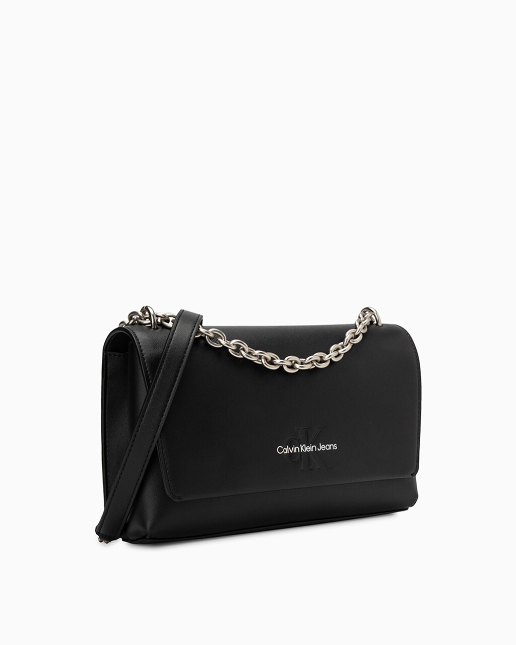 SCULPTED FLAP BAG WITH CHAIN, BLACK, hi-res