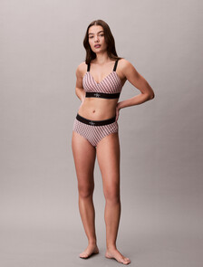 Lightly Lined Bralette - Graphic Monogram Microfibre Stretch, MINI STEPPING LOGO BRIGHT PEACH, hi-res