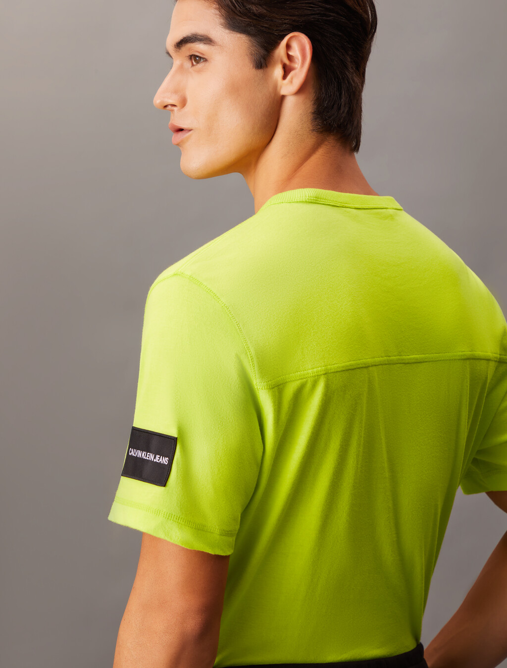 Institutional Logo Sleeve Badge Tee, Lemon Lime, hi-res