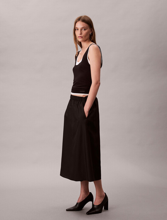 Soft Nylon Midi Skirt