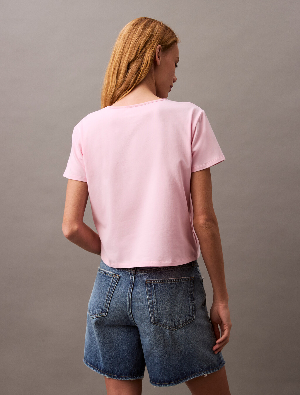 Slim Script Logo T-shirt, Pastel Pink, hi-res