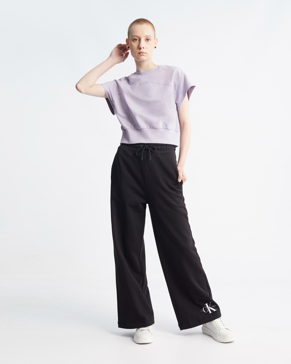 Feminine Seaming Cropped Top, Lavender Aura, hi-res