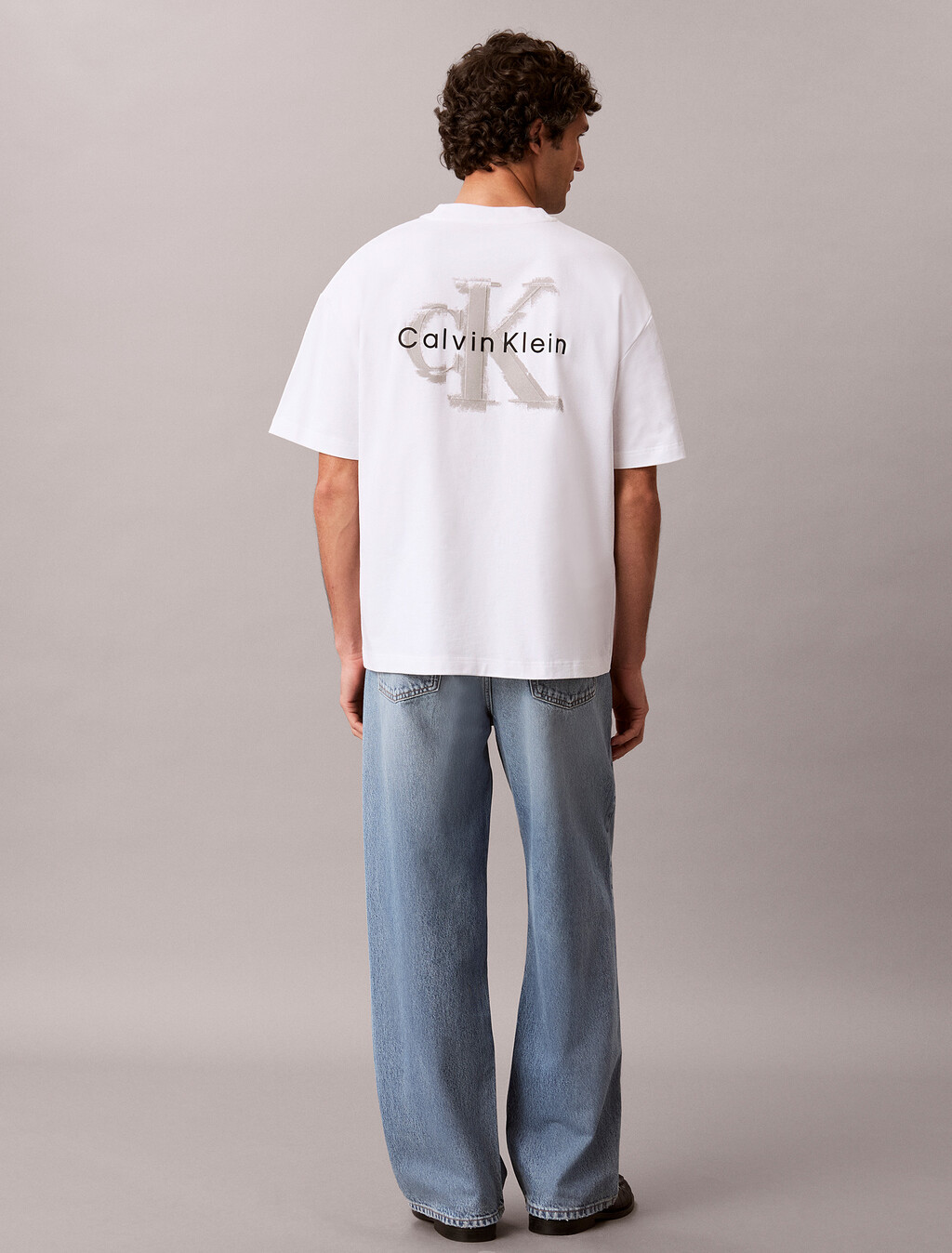 Oversized Embossed Monogram Tee, Bright White, hi-res