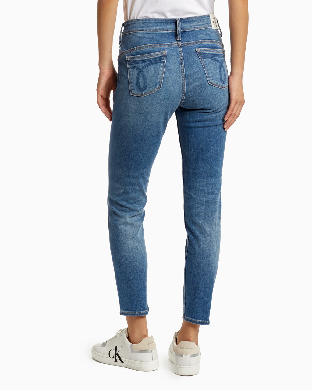 RECONSIDERED FOREVER STRETCH BODY ANKLE JEANS, Psj Mid Blue Dstr, hi-res
