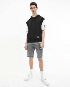 Monogram Badge Sleeveless Hoodie, Ck Black, hi-res