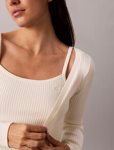 Rib Knit Cardigan Set, Tofu, hi-res