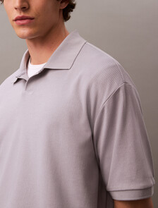 Relaxed Ribbed Cotton Polo Shirt, Lilac Gray, hi-res