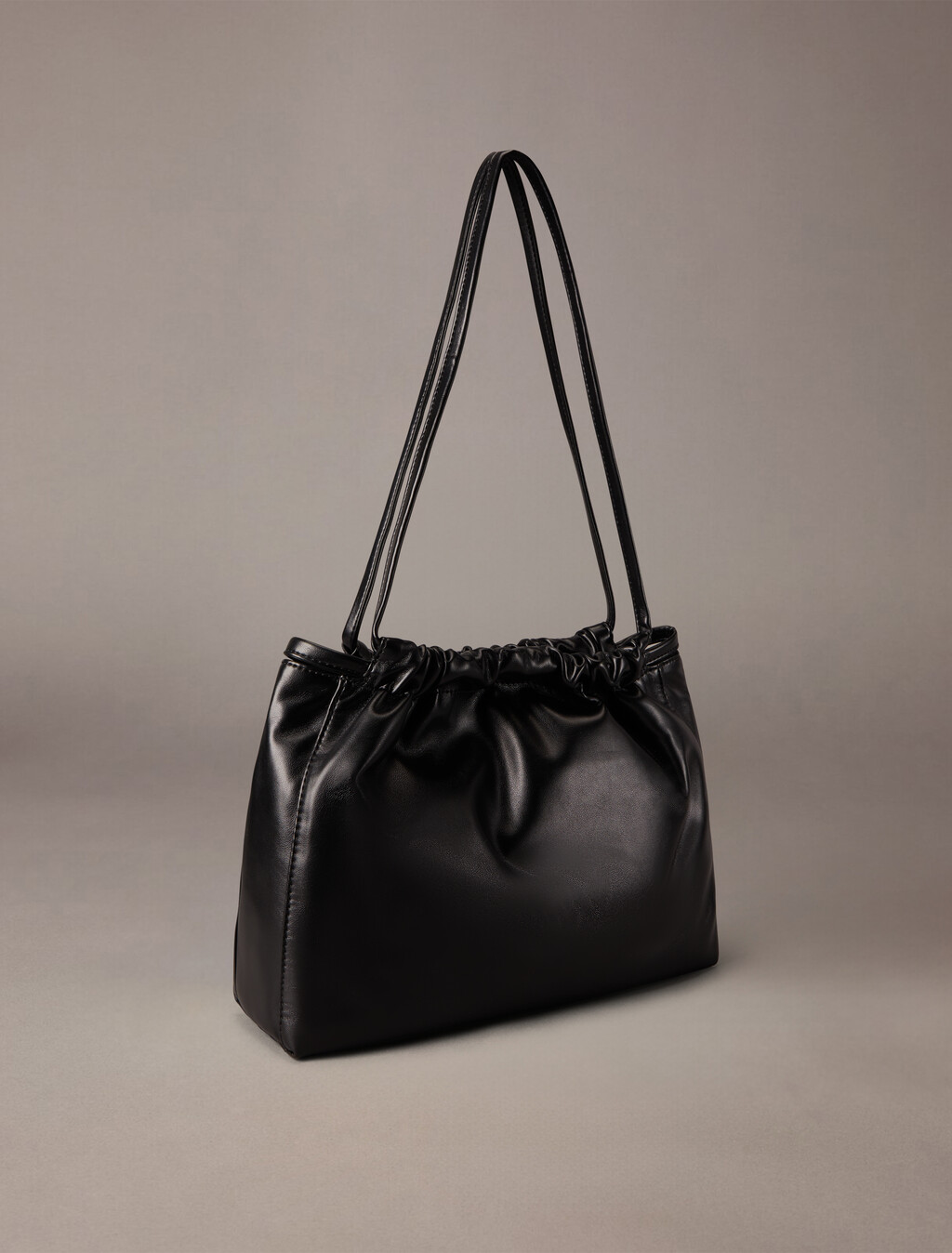 Drawstring Shoulder Bag, Black Beauty, hi-res