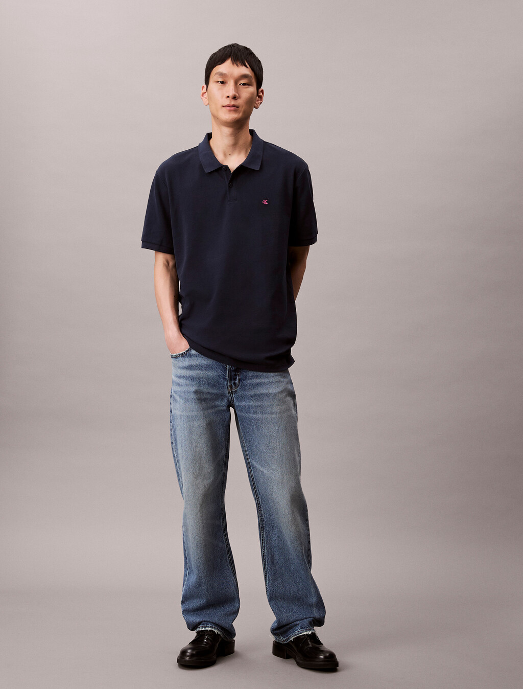 Monogram Cotton Pique Polo, Dark Sapphire, hi-res