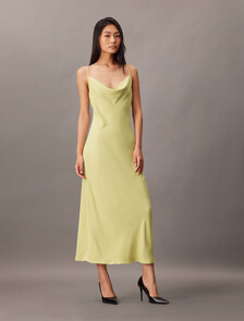 Polyester Crepe Slip Dress, Hay, hi-res