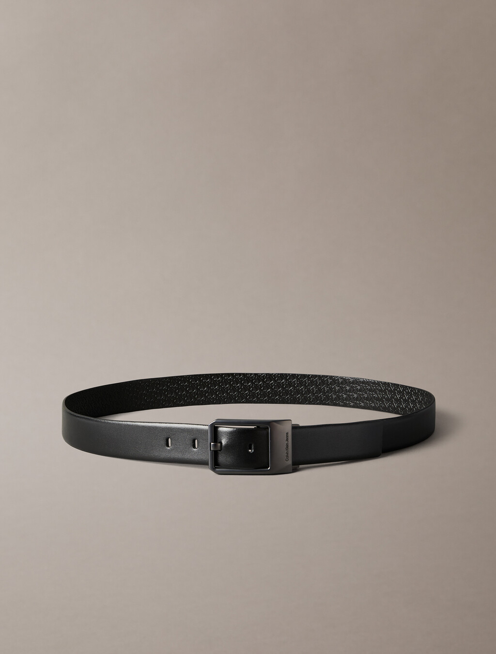 Faceted Buckle Reversible Belt 35mm, Black/Black AOP/Gunmetal, hi-res