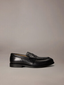 Leather Airfit&reg; Cushioned Penny Loafers, Triple Black, hi-res