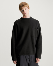 Relaxed Plated Cotton Jumper, Ck Black/Bright White, hi-res