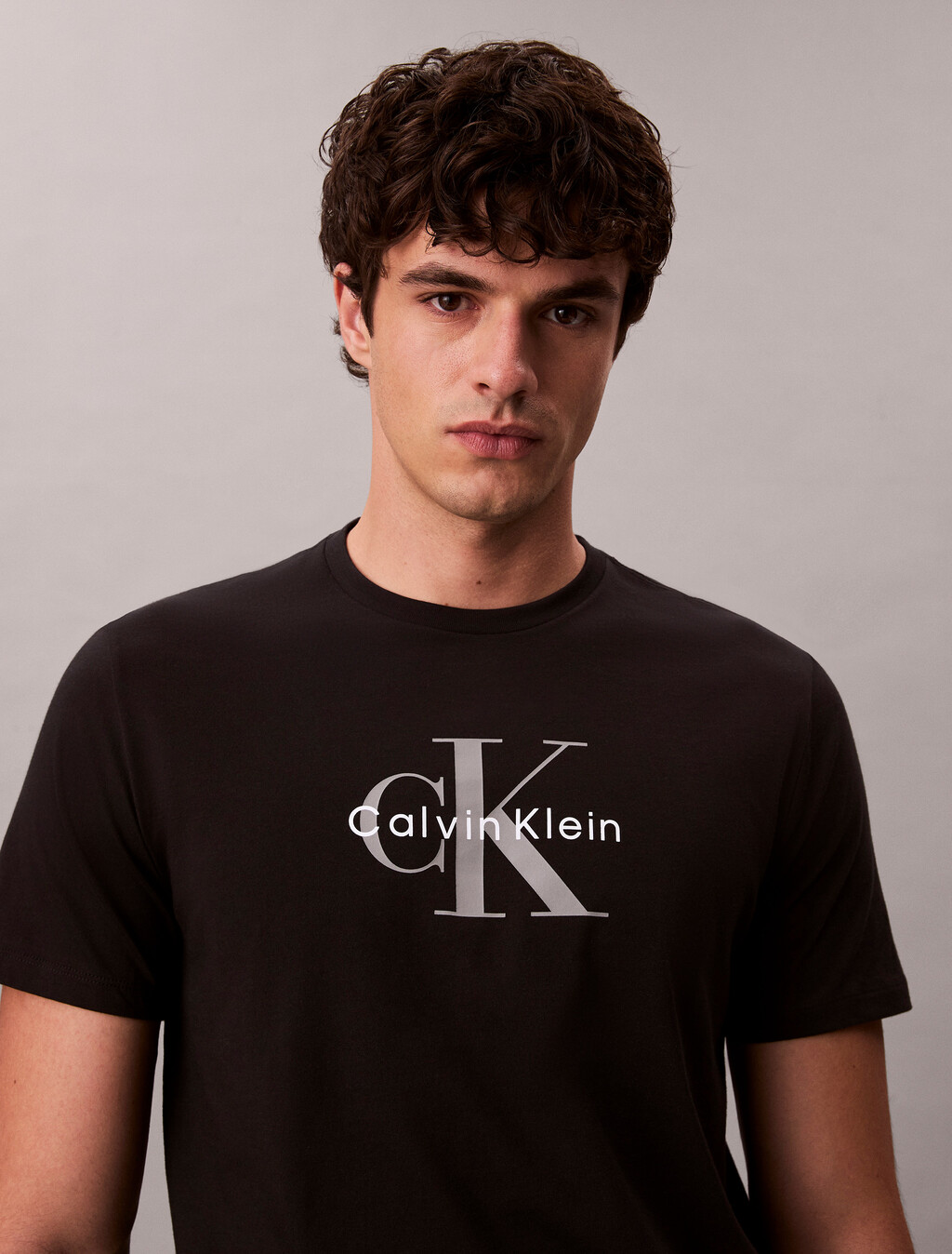 Monogram Crewneck Tee, Black, hi-res
