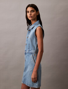 Sleeveless Denim Mini Dress, SAGE STONE, hi-res
