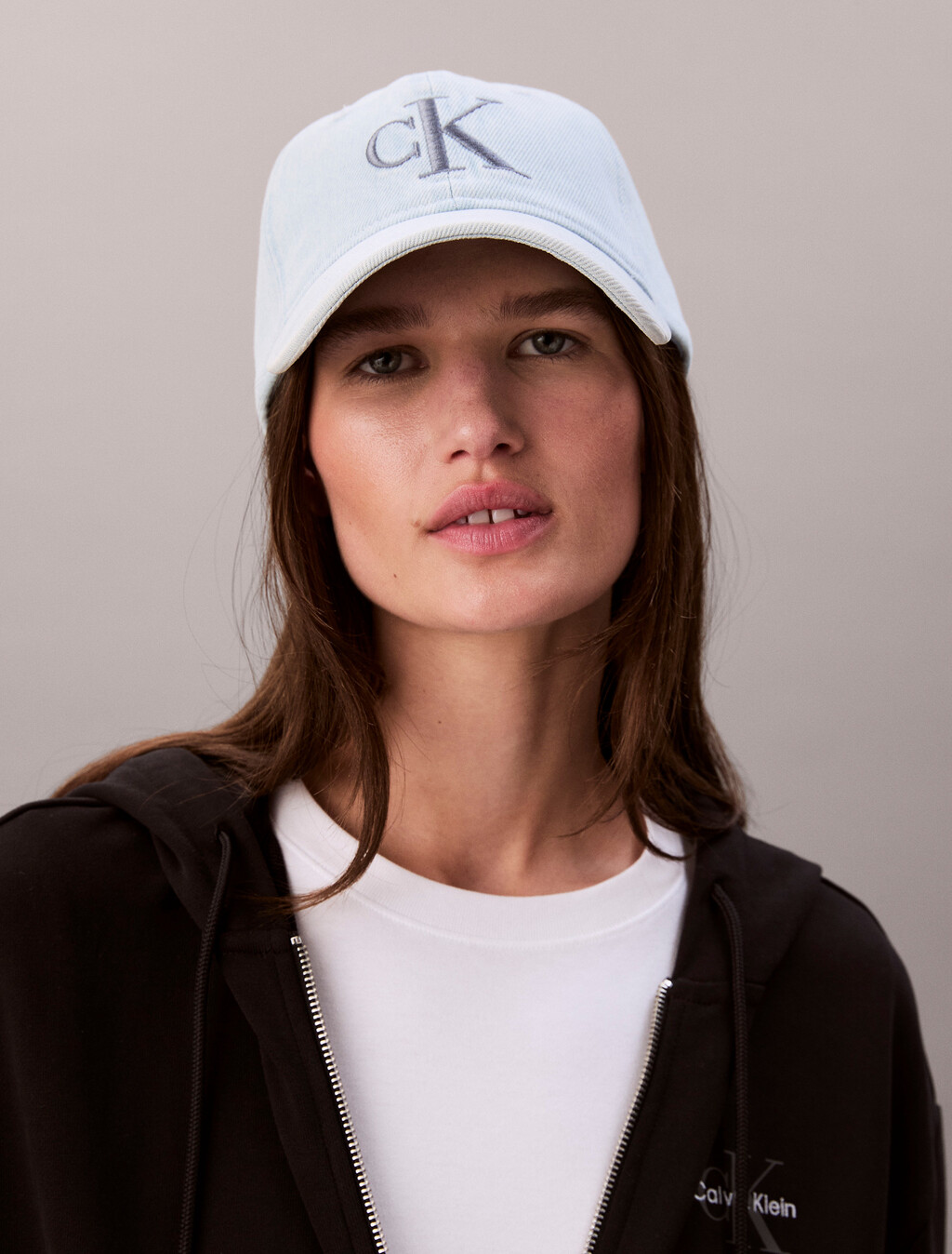 Embroidered Monogram Denim Baseball Cap, Light Wash Denim, hi-res