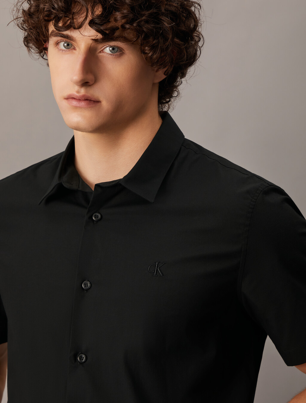 Essentials Monogram Slim Shirt, Ck Black, hi-res