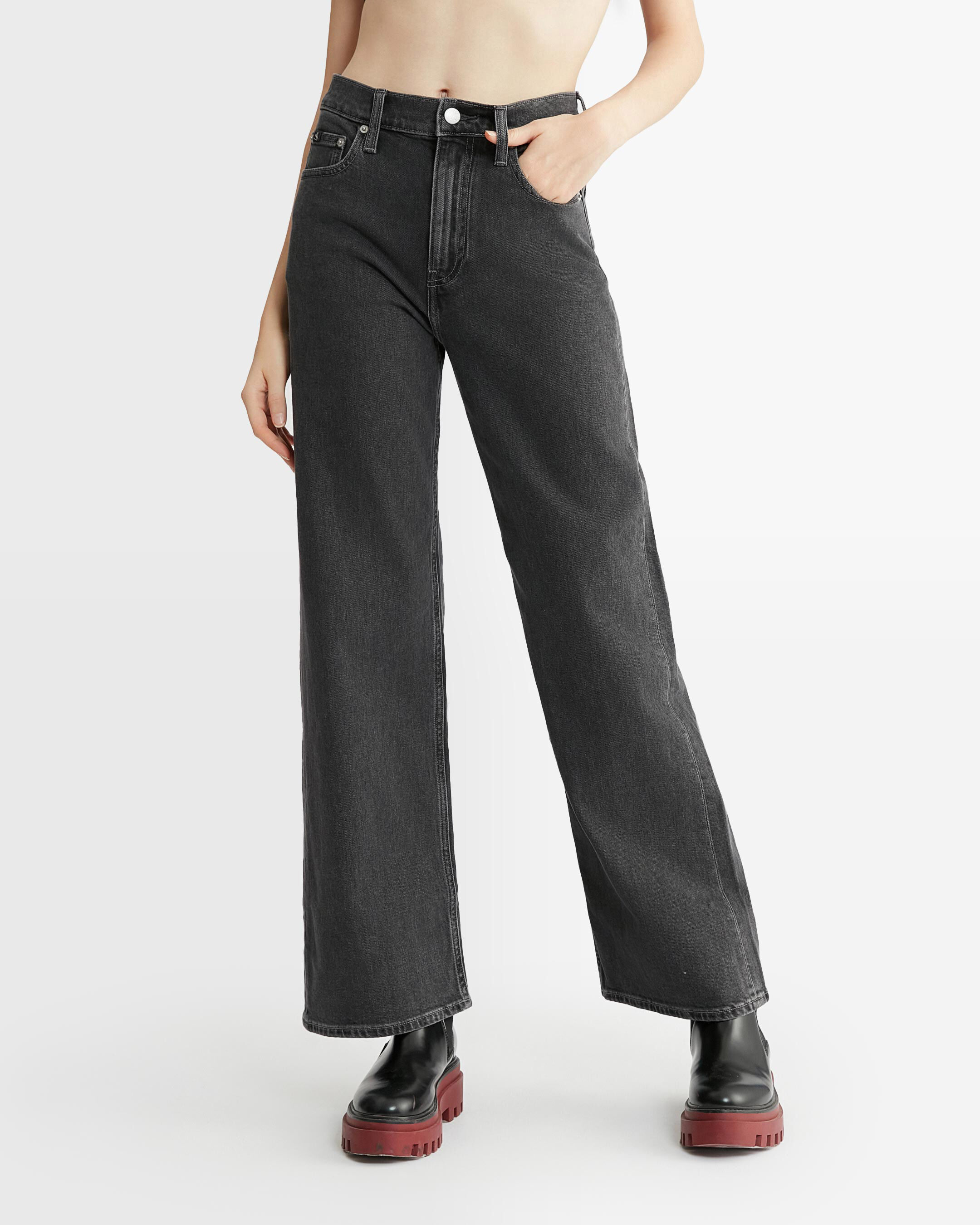 Calvin klein wide leg jeans deals