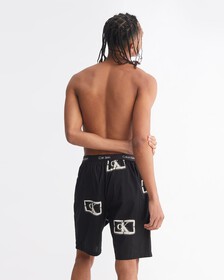 CALVIN KLEIN 1996 ORGANIC COTTON PYJAMA SHORTS, STENCIL LOGO PRINT WOVENS_BLACK, hi-res