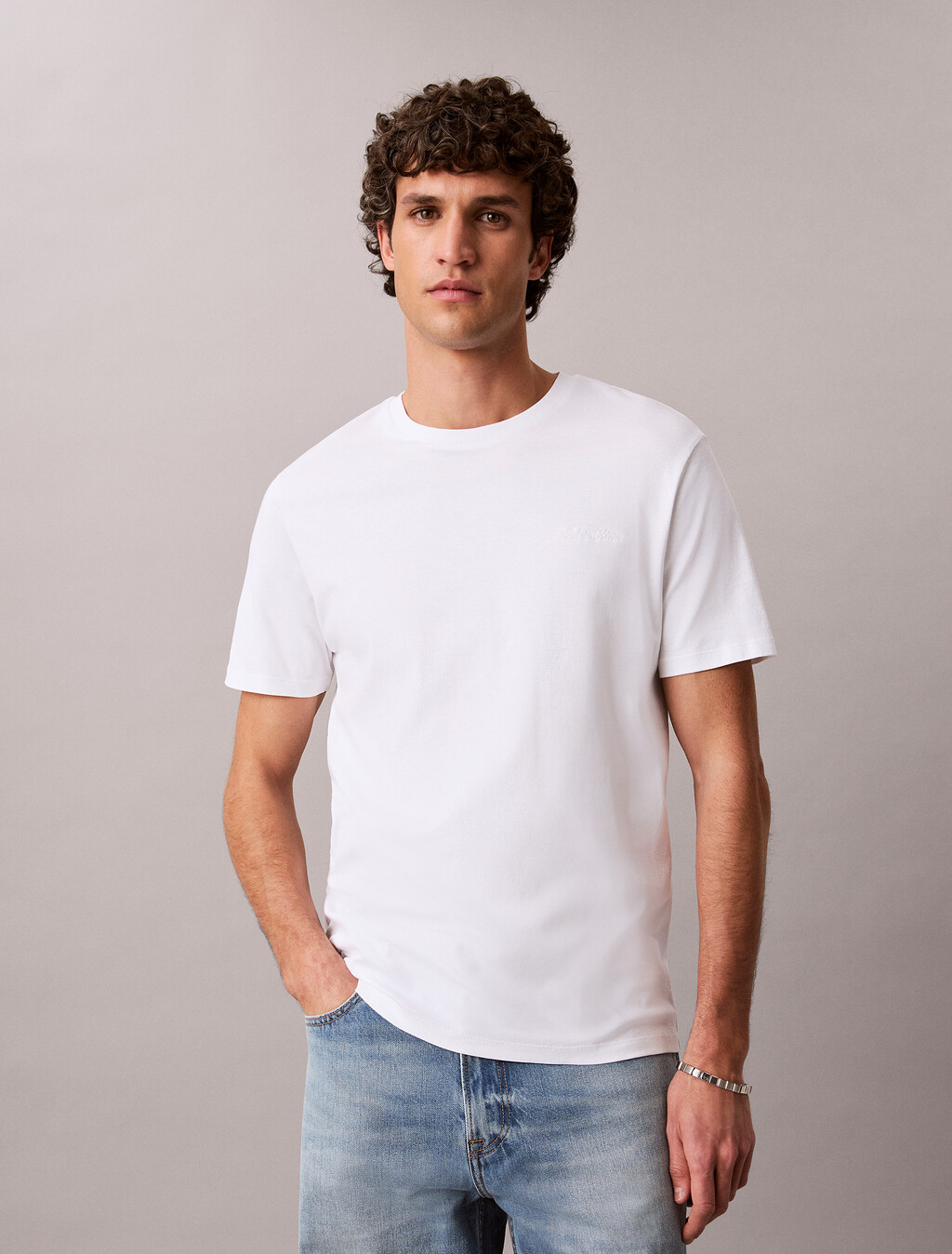 Script Logo Tee, Bright White, hi-res