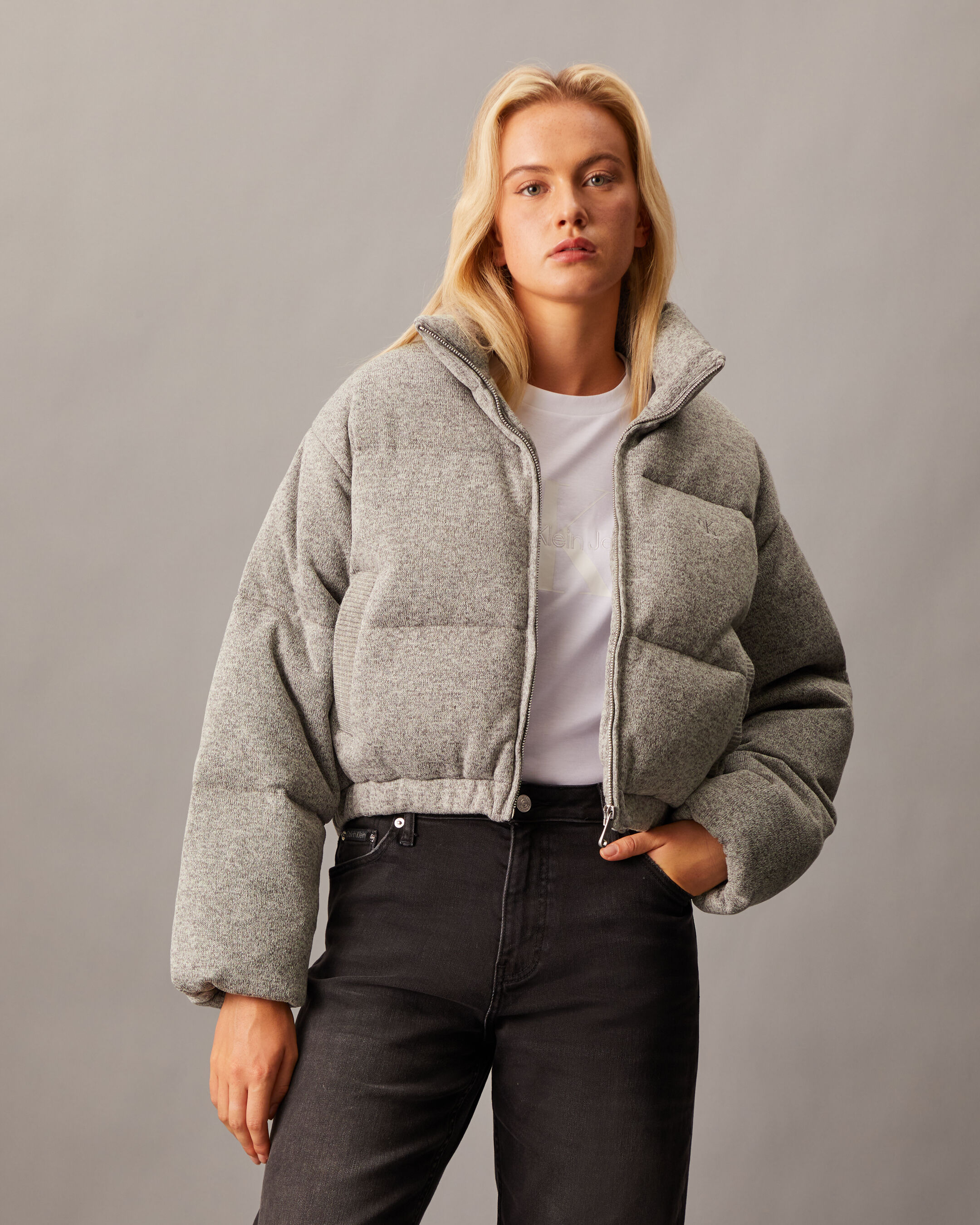 Puffer jacket grey online