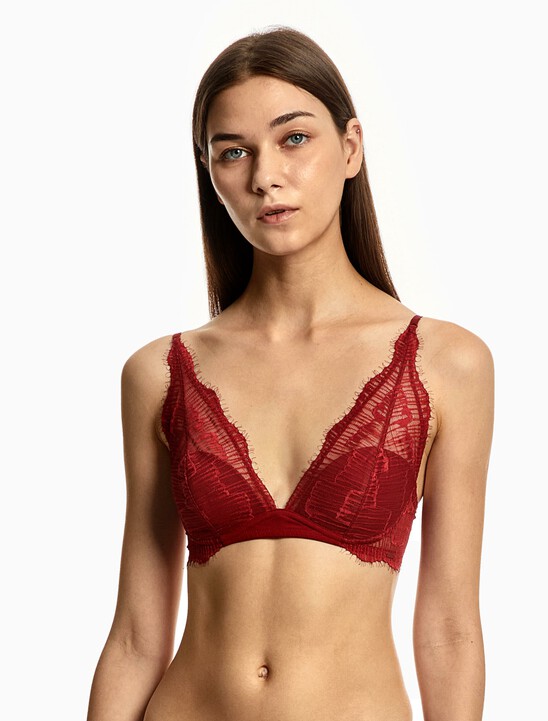 CK Black Linear Lace Lightly Lined Triangle Bra