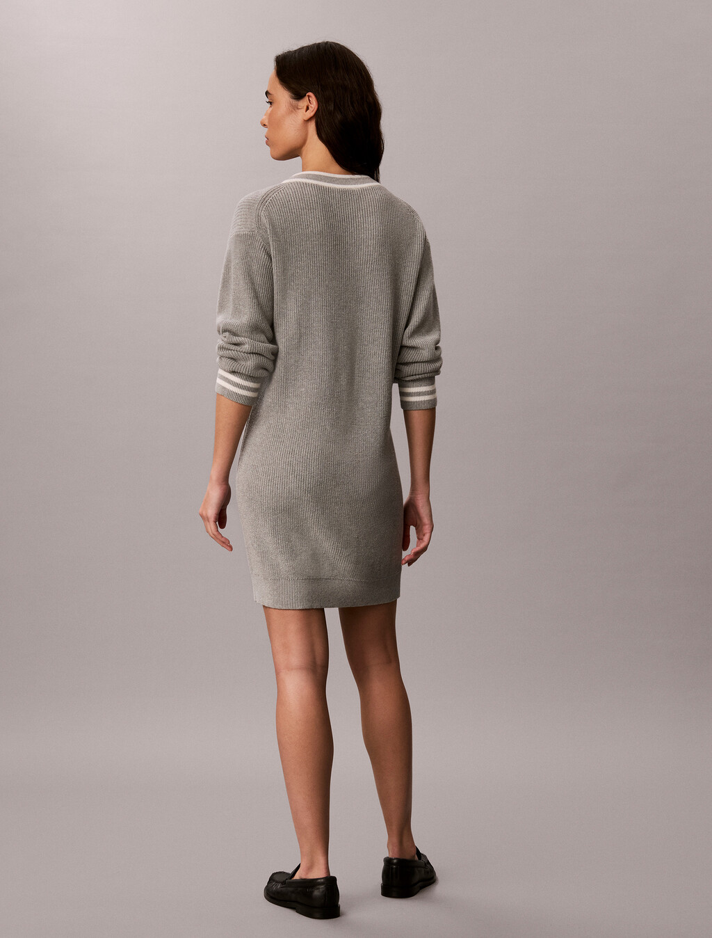 Cotton Knit Jumper Dress, B10 Grey Heather, hi-res