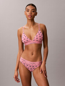 Icon Cotton Modal Lightly Lined Triangle Bralette, Be Mine CK Calm Pink, hi-res