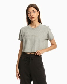 EMBOSSED ICON CROPPED TEE, GREY HEATHER, hi-res