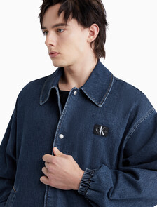 Drawstring Hem Denim Jacket, Denim Dark, hi-res