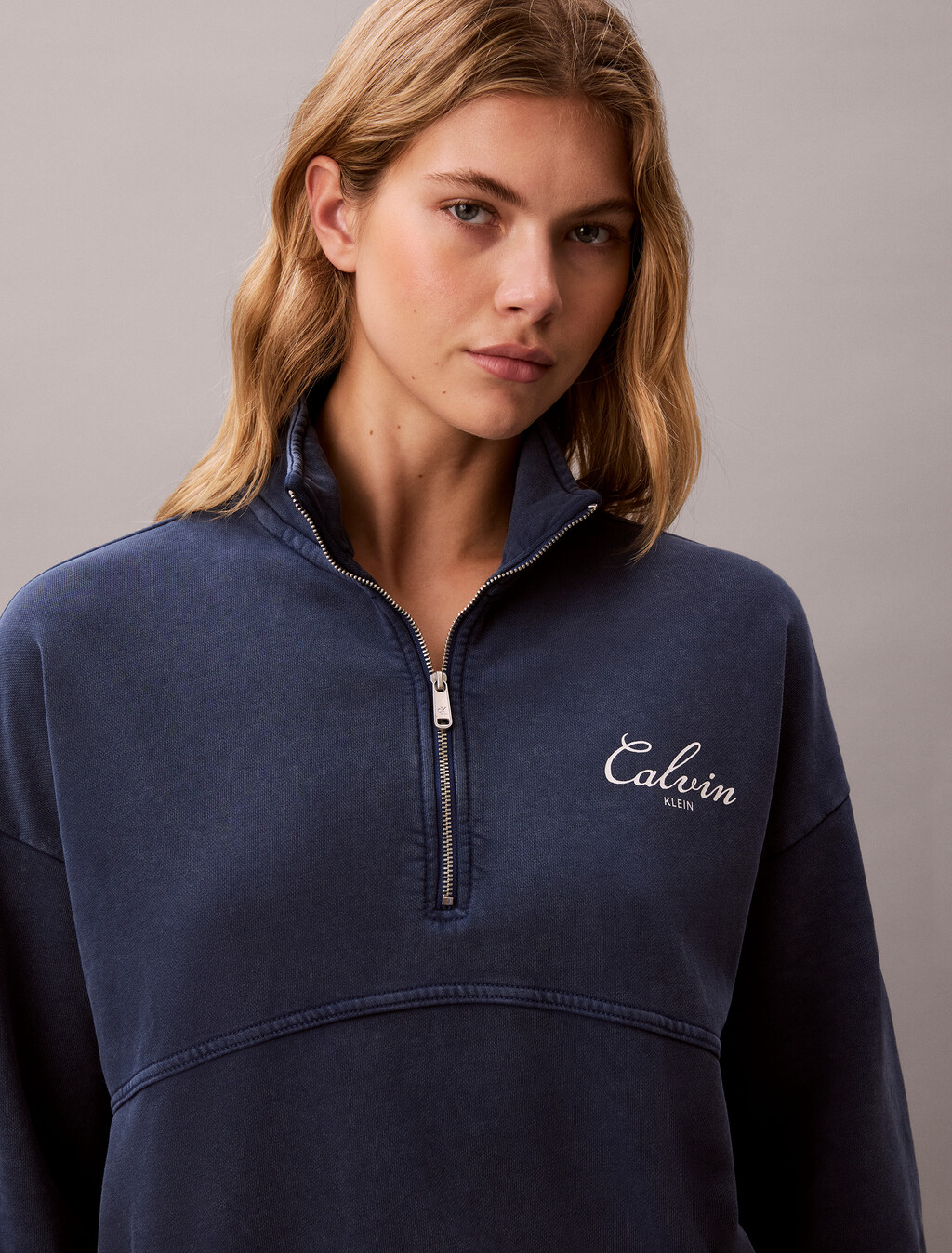 Relaxed Quarter Zip Sweatshirt, Estate Blue, hi-res