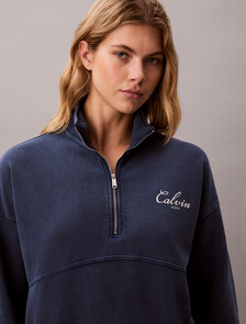 Relaxed Quarter Zip Sweatshirt, Estate Blue, hi-res