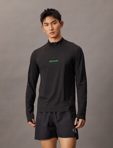 Sheer Alpaca Fine Gauge Crewneck Sweater, BLACK W/ BLOSSOM GREEN LOGO, hi-res