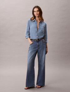 Wide Leg Linen Jeans, LANDMARK BLUE, hi-res