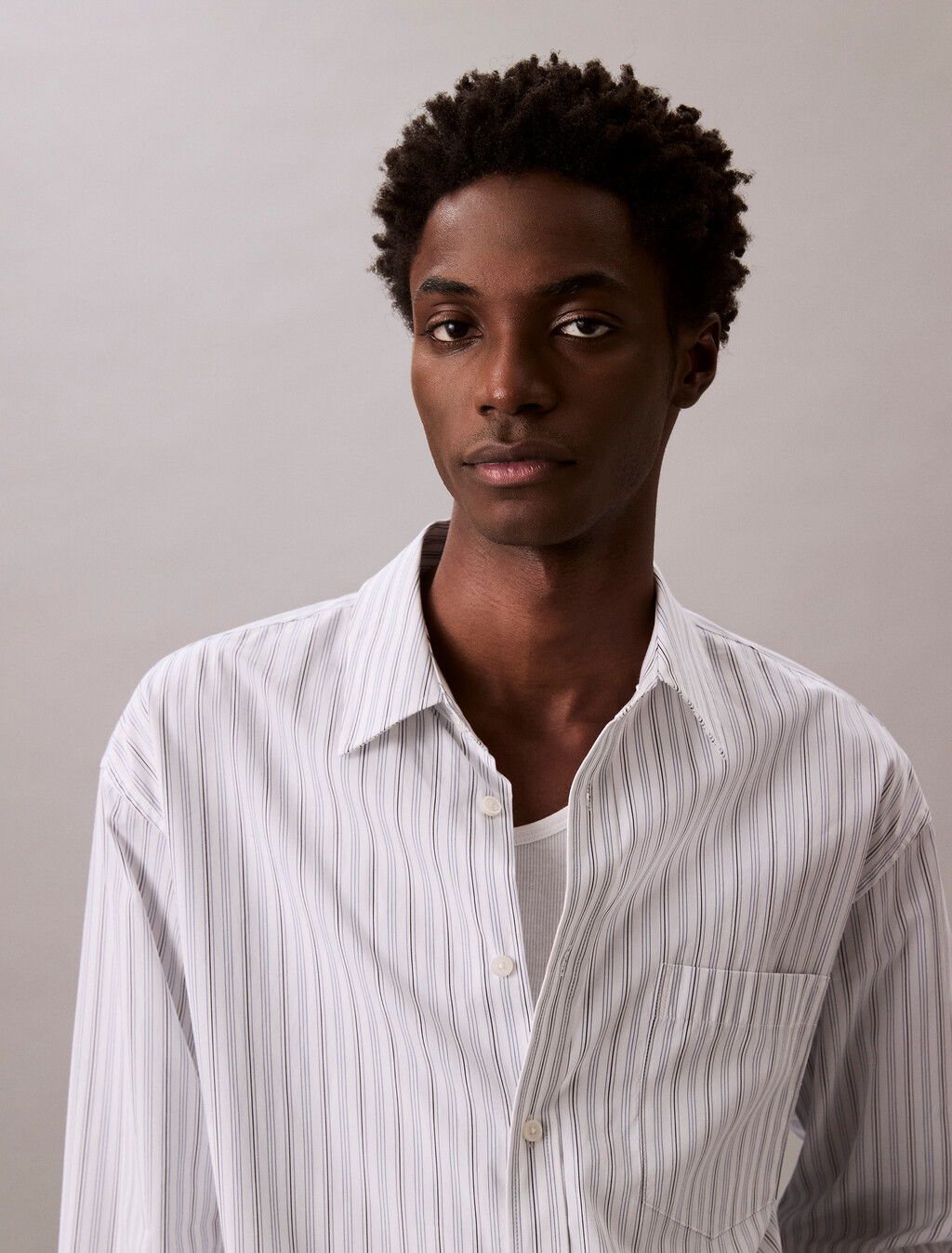 Cotton Stripe Relaxed Button-Down Shirt, Titan, hi-res