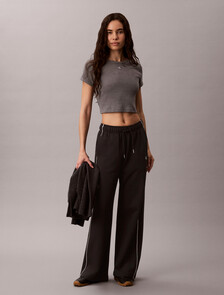 Monogram Cotton Terry Contrast Piping Pant, Black, hi-res