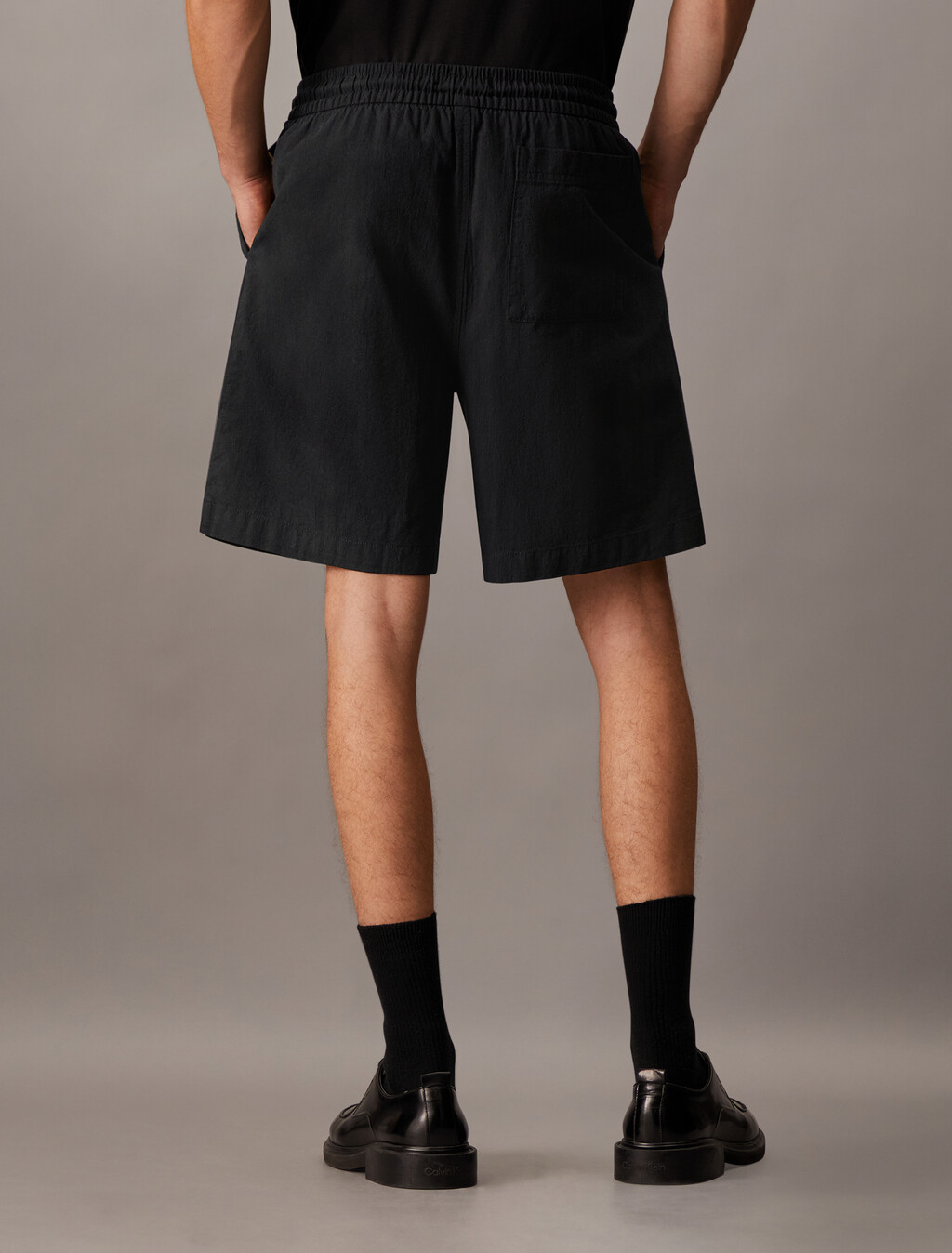 Textured Cotton Shorts, Ck Black, hi-res