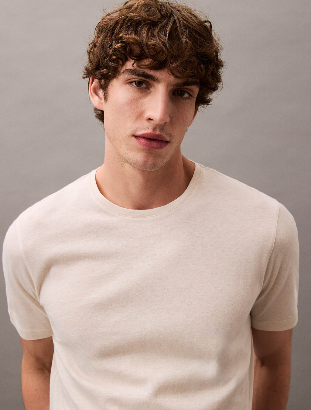 Cotton Silk Jersey Tee, Chalk, hi-res
