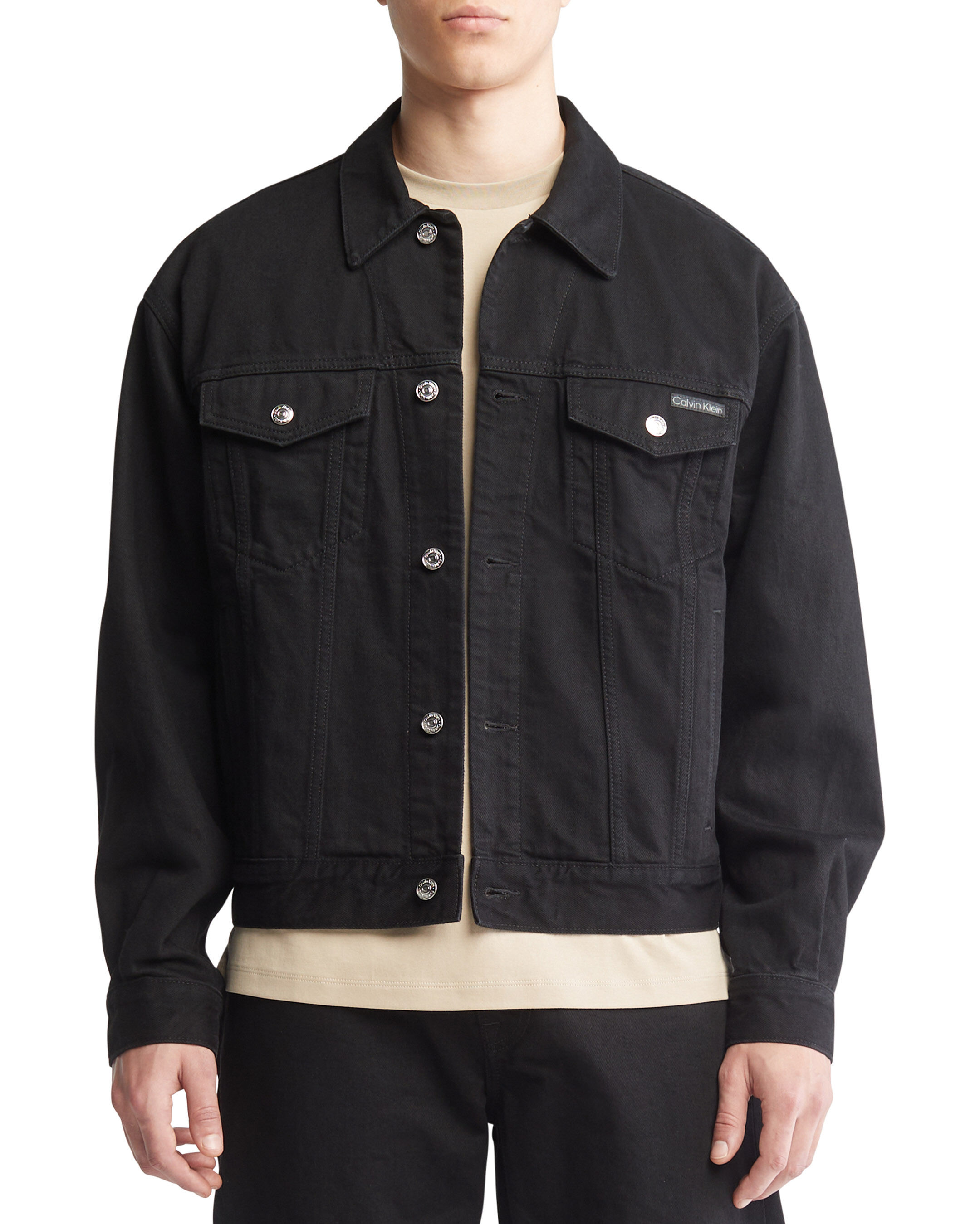 Black calvin klein denim jacket shop
