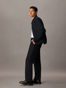 Premium Wool Blend Pleated Trouser, Charcoal Heather, hi-res