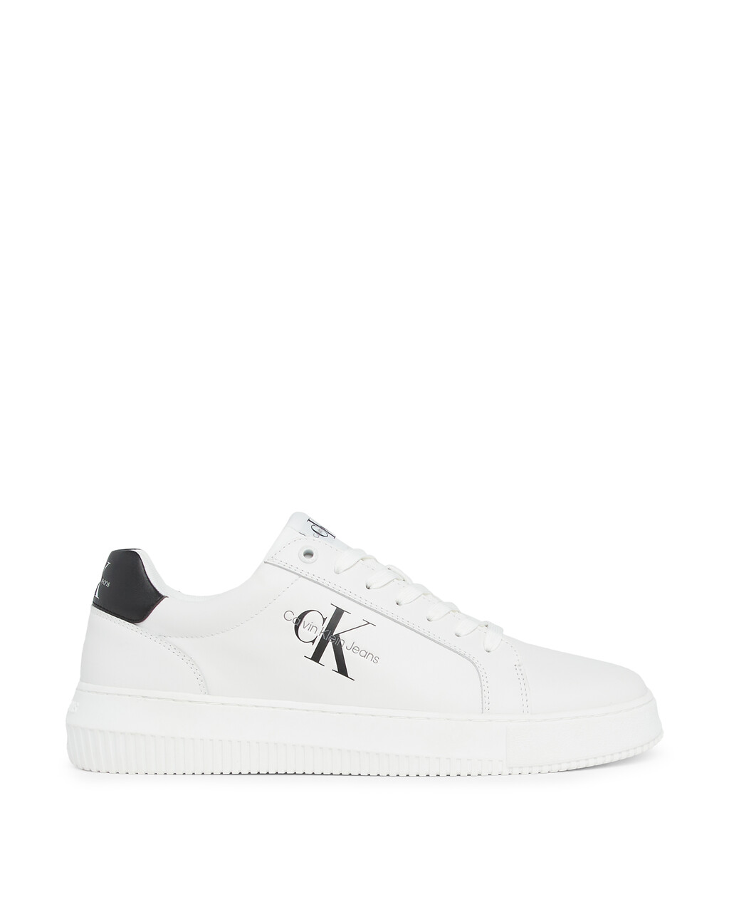 Leather Trainers | White/Black | Calvin Klein Malaysia