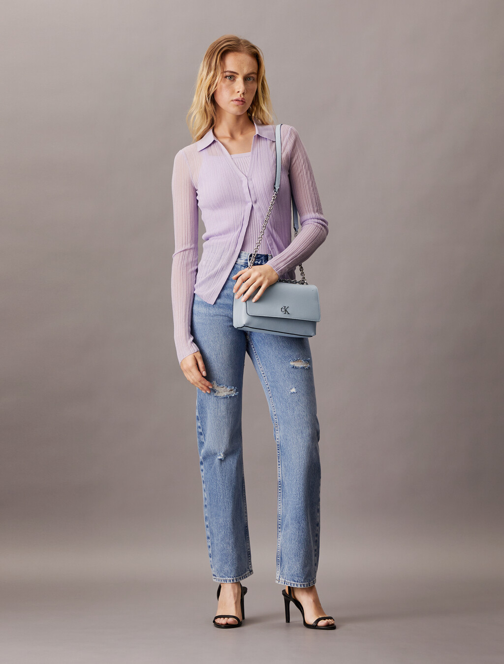 Minimal Monogram Flap Bag, Quarry, hi-res