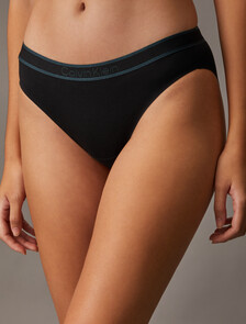 Tonal Logo Cotton Bikini, Black, hi-res