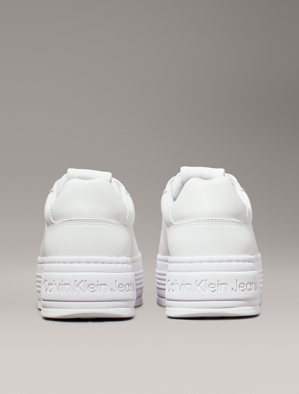 Leather Platform Trainers, Triple Bright White, hi-res