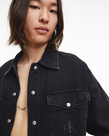 BLACK ARCHIVAL OVERSIZED SHIRT JACKET, Denim Black, hi-res
