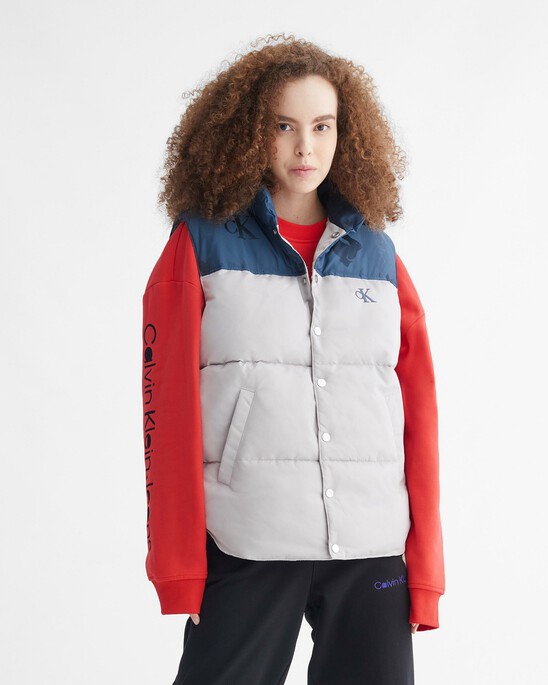 YEAR OF THE RABBIT COLOR BLOCK PUFFER VEST