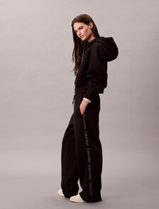 Logo Tape Zip Hoodie, Black, hi-res