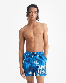 Blurred Camouflage Print Medium Drawstring Swim Shorts, Ip Blurred Camo Blue Aop, hi-res