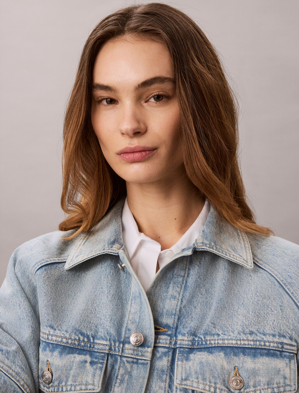 Boxy Logo Tape Denim Jacket, FRESH WATER, hi-res